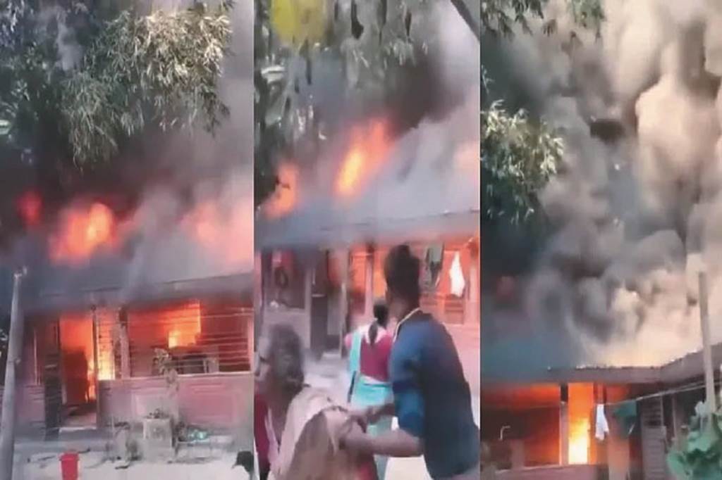 Hindu teachers house catches fire in Bangladesh